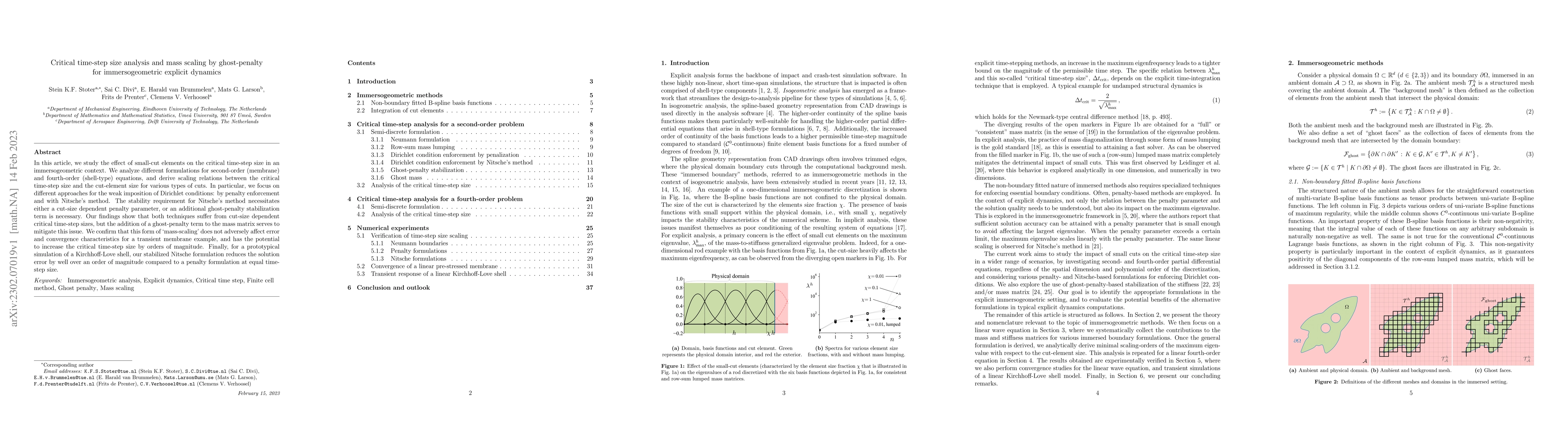 Thumbnail for Critical time-step size analysis and mass scaling by ghost-penalty for
  immersogeometric explicit dynamics