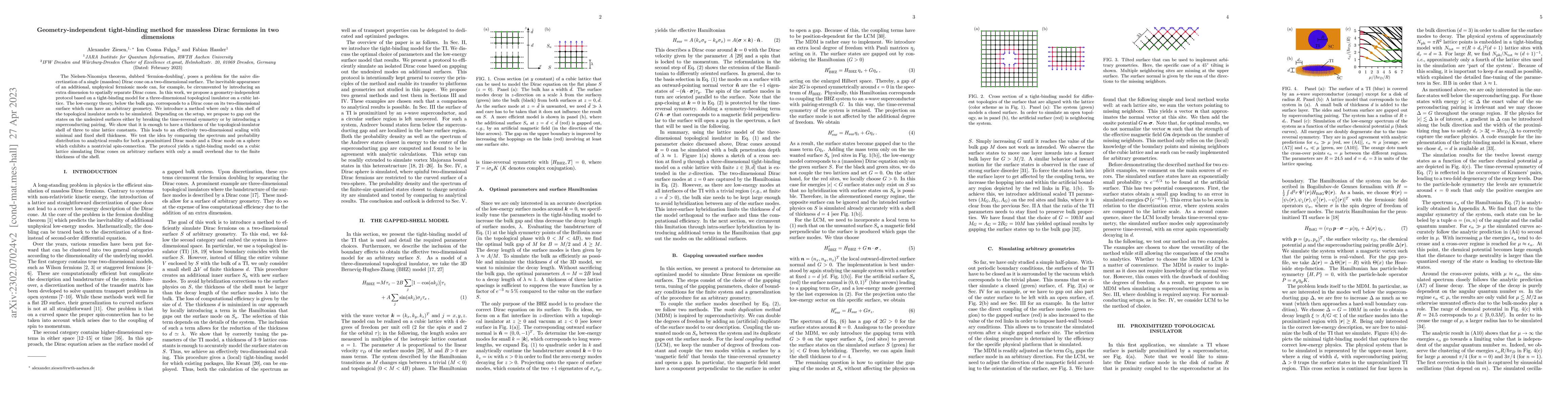 Thumbnail for Geometry-independent tight-binding method for massless Dirac fermions in
  two dimensions