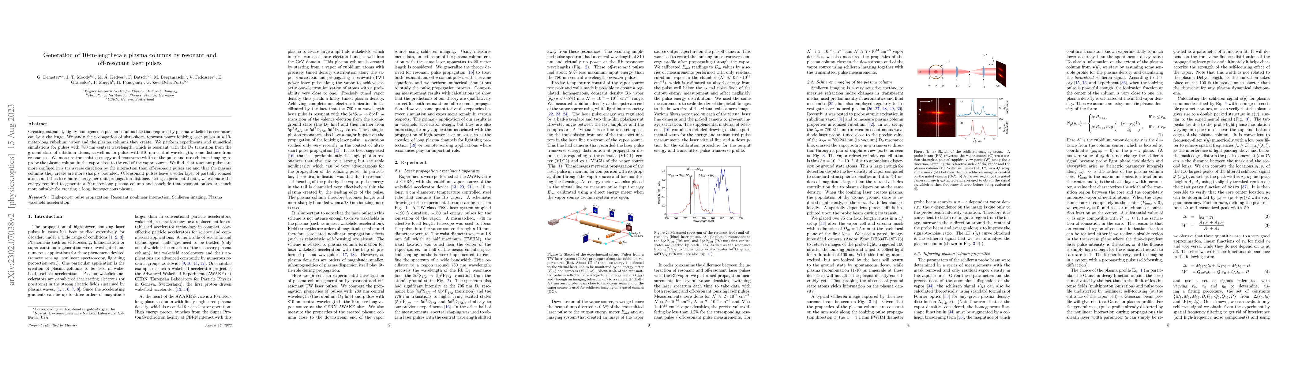 Thumbnail for Generation of 10-m-lengthscale plasma columns by resonant and
  off-resonant laser pulses