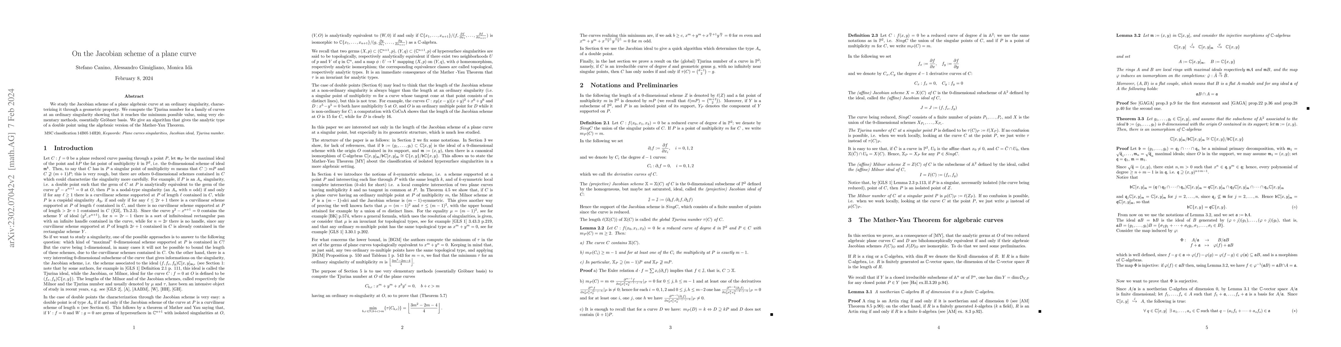 Thumbnail for On the Jacobian Scheme of a plane curve