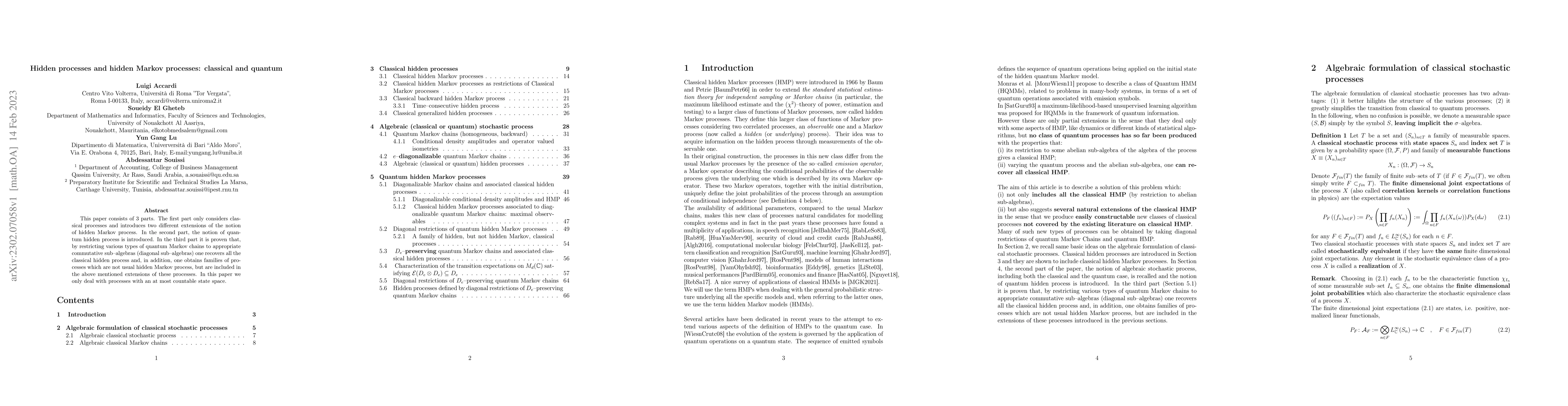 Thumbnail for Hidden processes and hidden Markov processes: classical and quantum