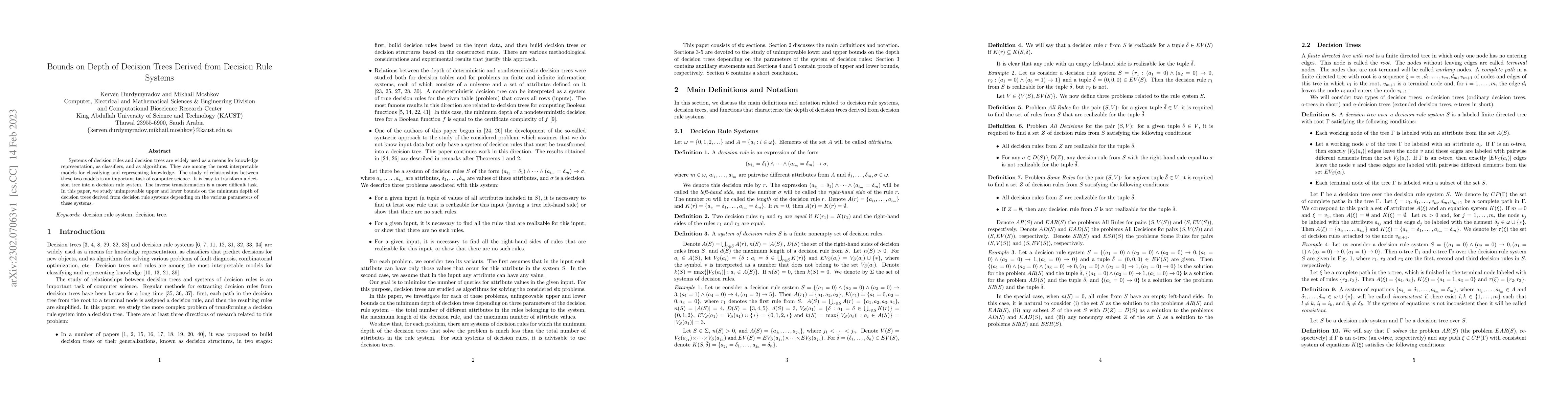 Thumbnail for Bounds on Depth of Decision Trees Derived from Decision Rule Systems