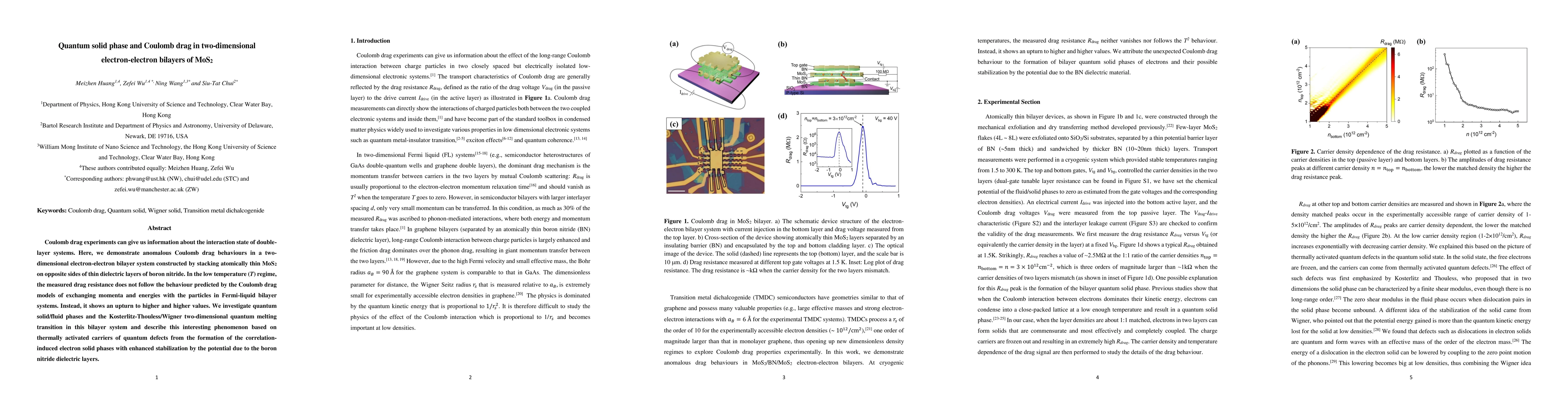 Thumbnail for Quantum solid phase and Coulomb drag in two-dimensional
  electron-electron bilayers of MoS2