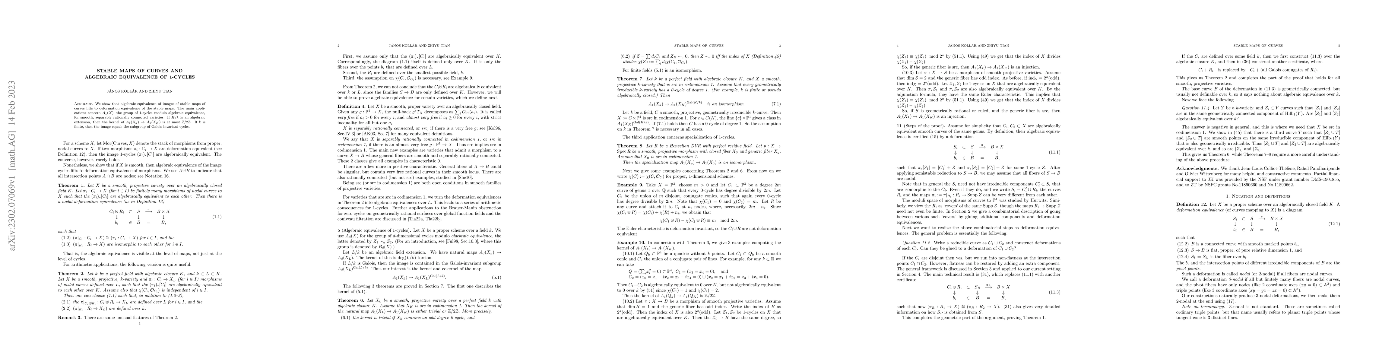 Thumbnail for Stable maps of curves and algebraic equivalence of 1-cycles