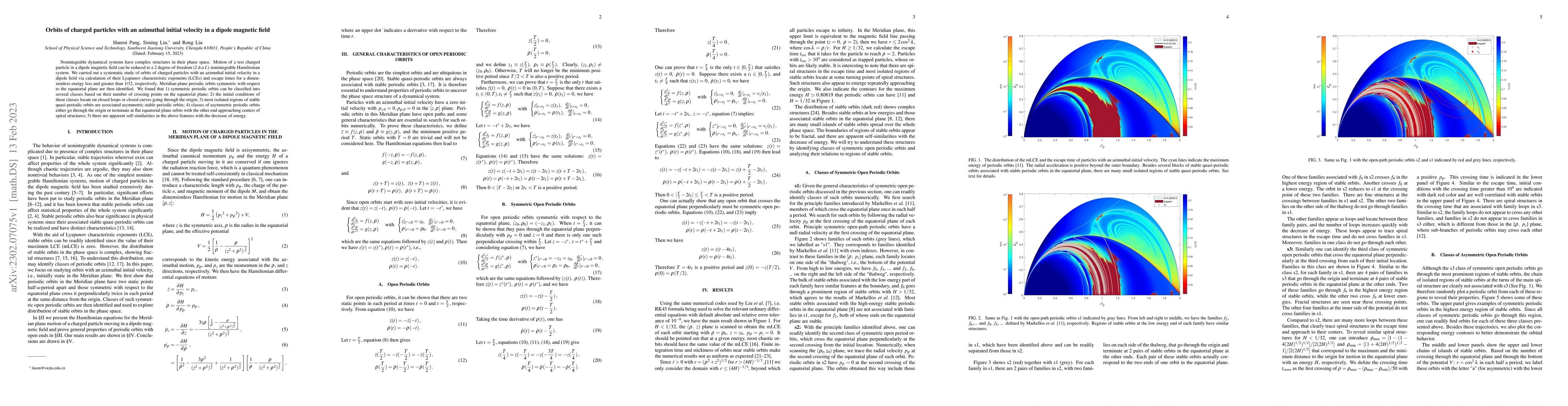 Thumbnail for Orbits of charged particles with an azimuthal initial velocity in a
  dipole magnetic field