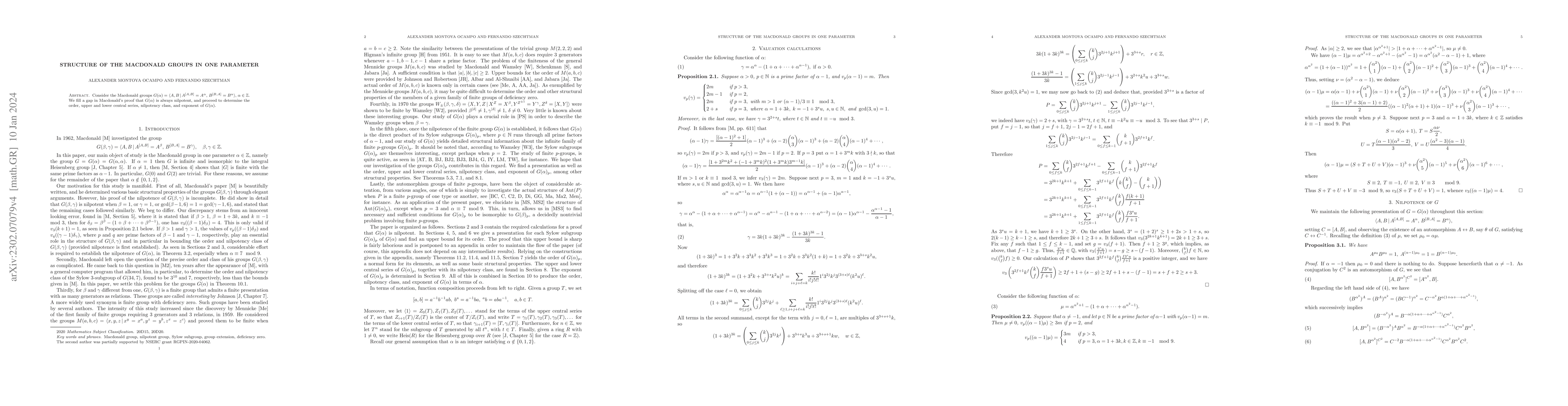 Thumbnail for Structure of the Macdonald groups in one parameter