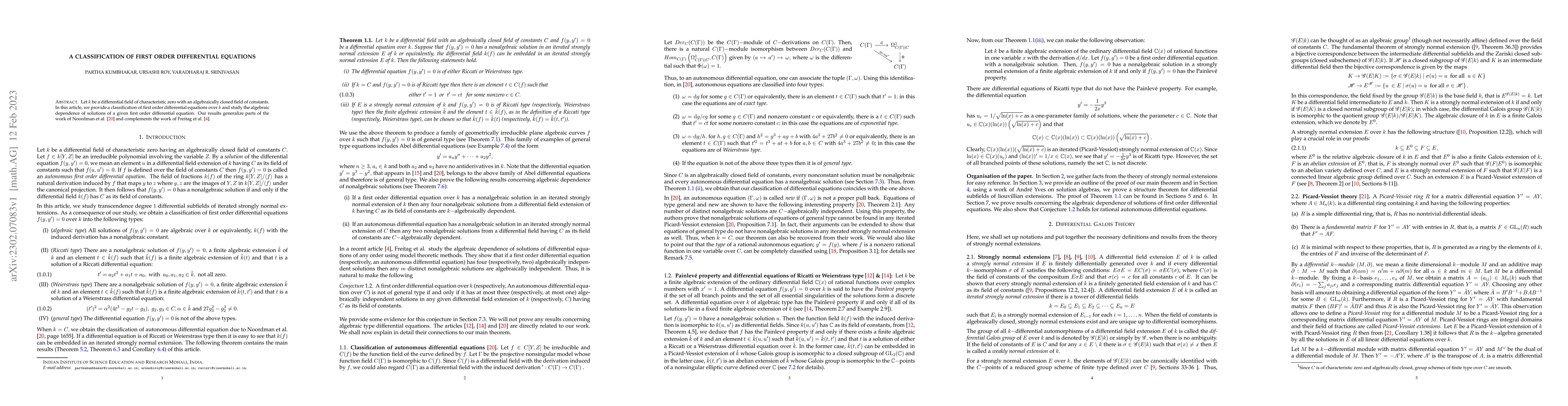 Thumbnail for A Classification of First Order Differential Equations