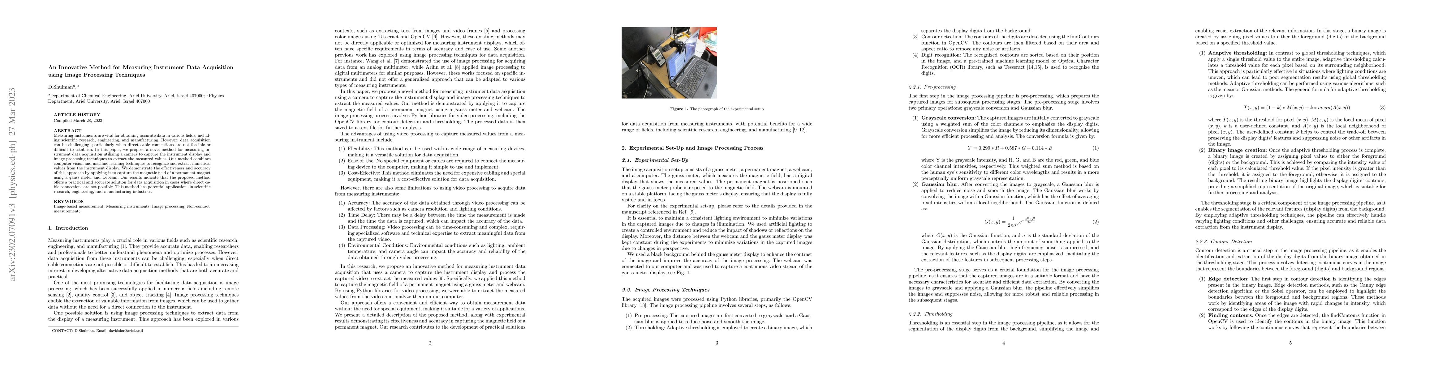 Thumbnail for An Innovative Method for Measuring Instrument Data Acquisition using
  Image Processing Techniques