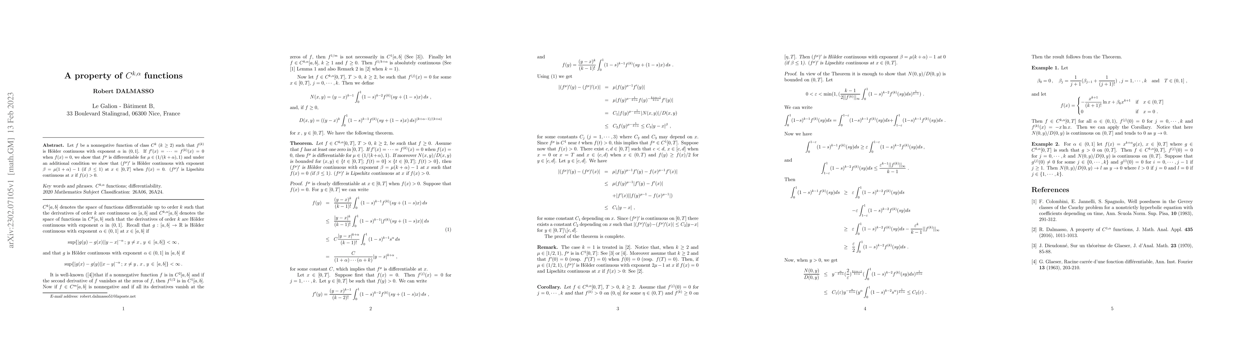 Thumbnail for A property of $C^{k,\alpha}$ functions