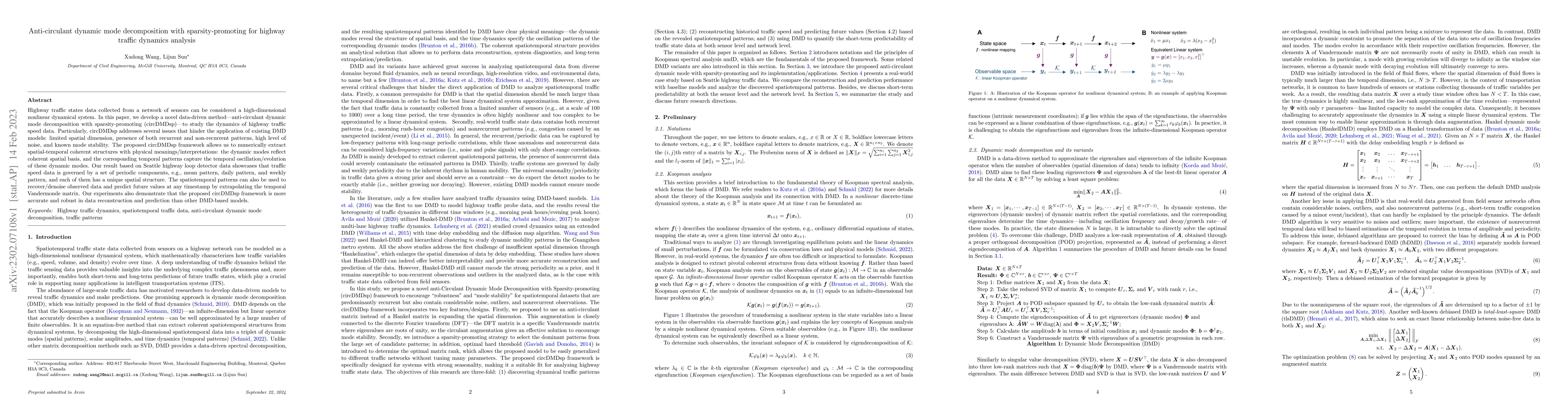Thumbnail for Anti-circulant dynamic mode decomposition with sparsity-promoting for
  highway traffic dynamics analysis