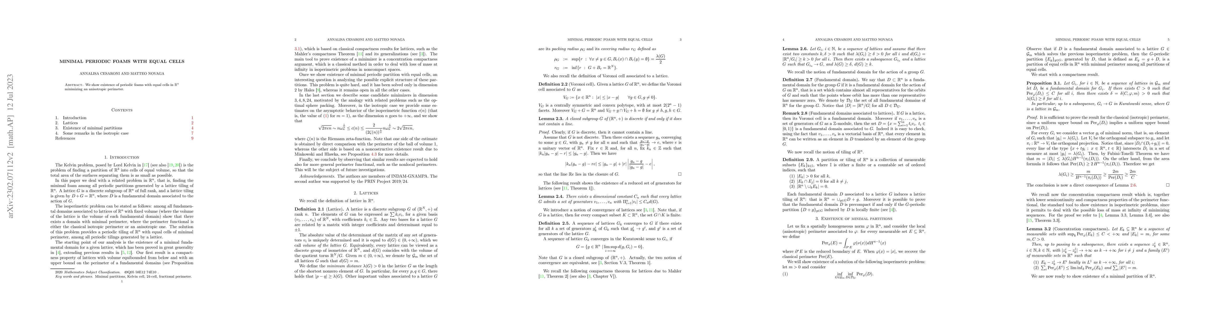 Thumbnail for Minimal periodic foams with equal cells