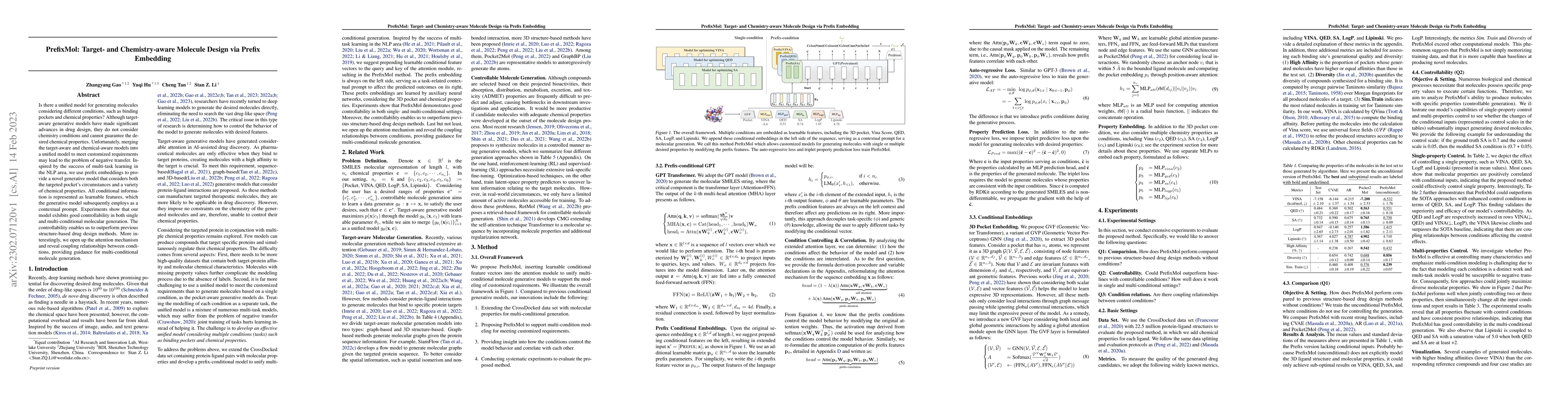 Thumbnail for PrefixMol: Target- and Chemistry-aware Molecule Design via Prefix
  Embedding
