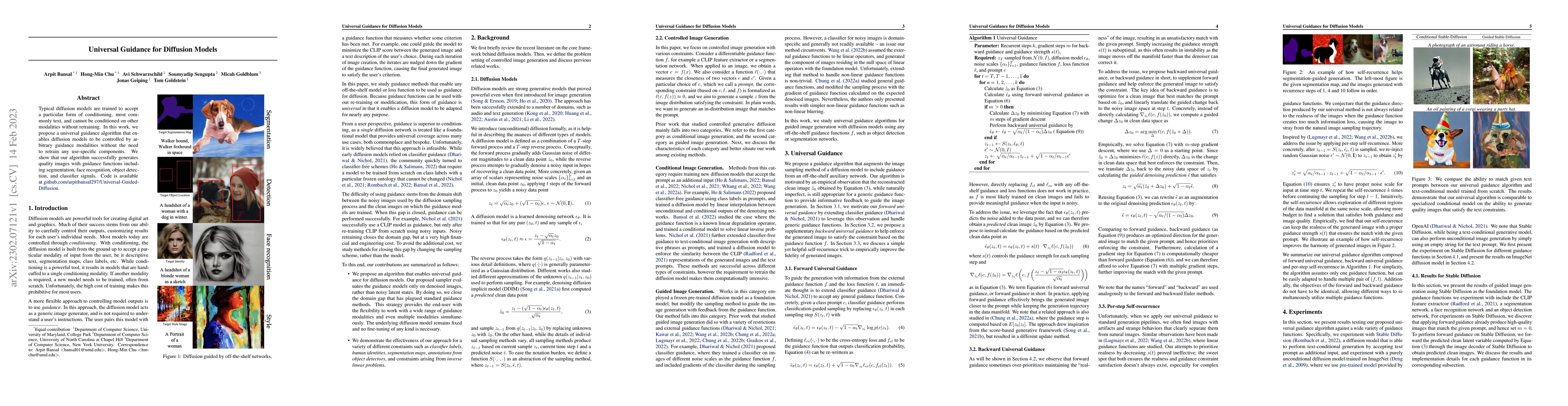 Thumbnail for Universal Guidance for Diffusion Models