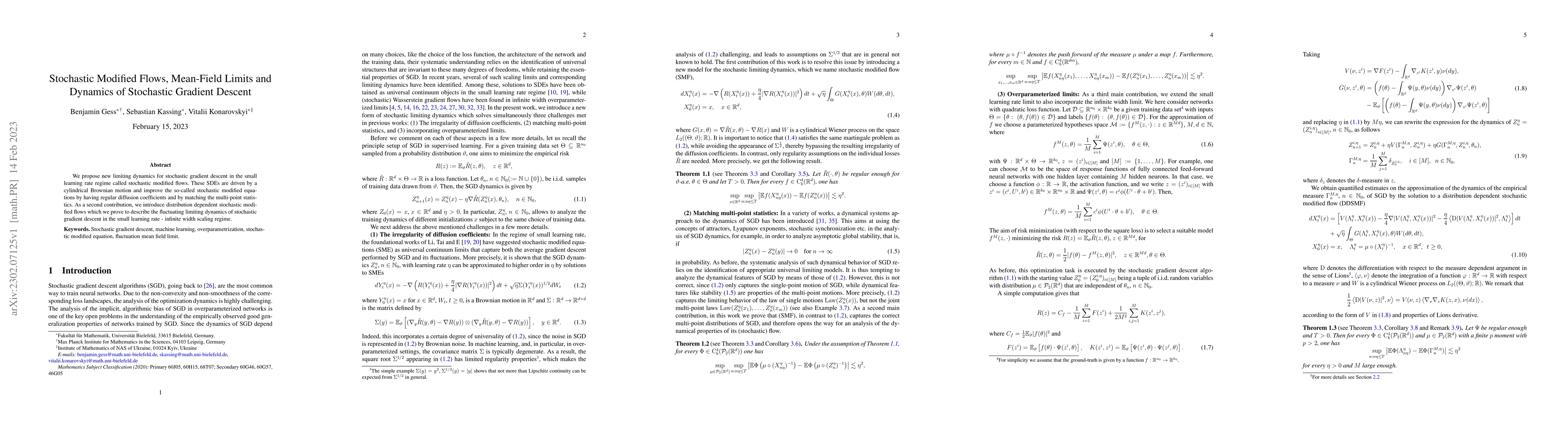 Thumbnail for Stochastic Modified Flows, Mean-Field Limits and Dynamics of Stochastic
  Gradient Descent