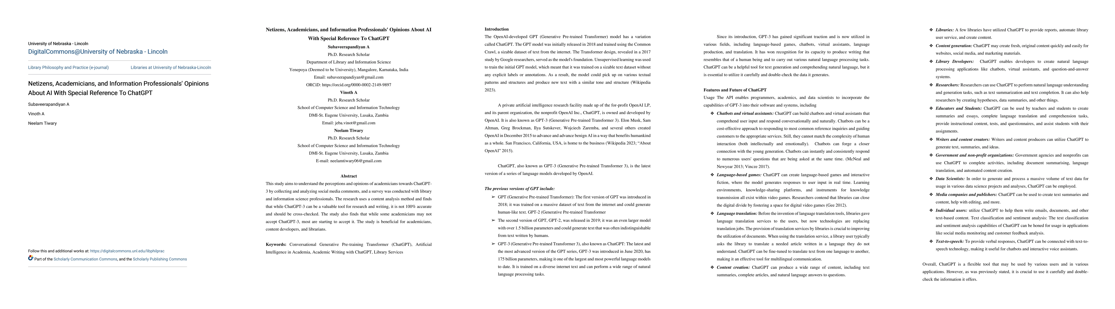 Thumbnail for Netizens, Academicians, and Information Professionals' Opinions About AI
  With Special Reference To ChatGPT
