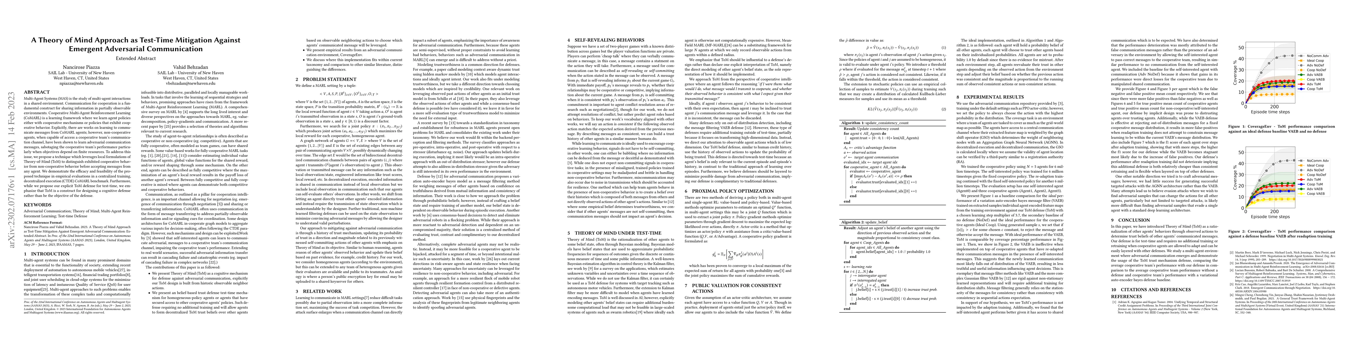 Thumbnail for A Theory of Mind Approach as Test-Time Mitigation Against Emergent
  Adversarial Communication