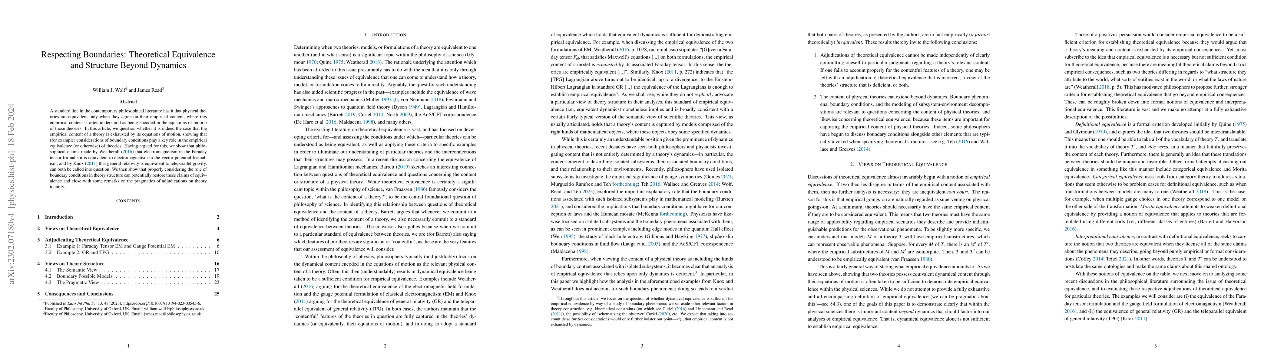 Thumbnail for Respecting Boundaries: Theoretical Equivalence and Structure Beyond
  Dynamics