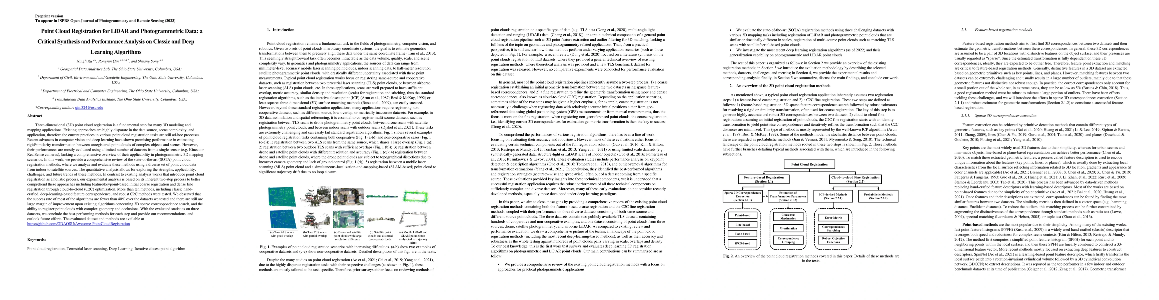 Thumbnail for Point Cloud Registration for LiDAR and Photogrammetric Data: a Critical
  Synthesis and Performance Analysis on Classic and Deep Learning Algorithms