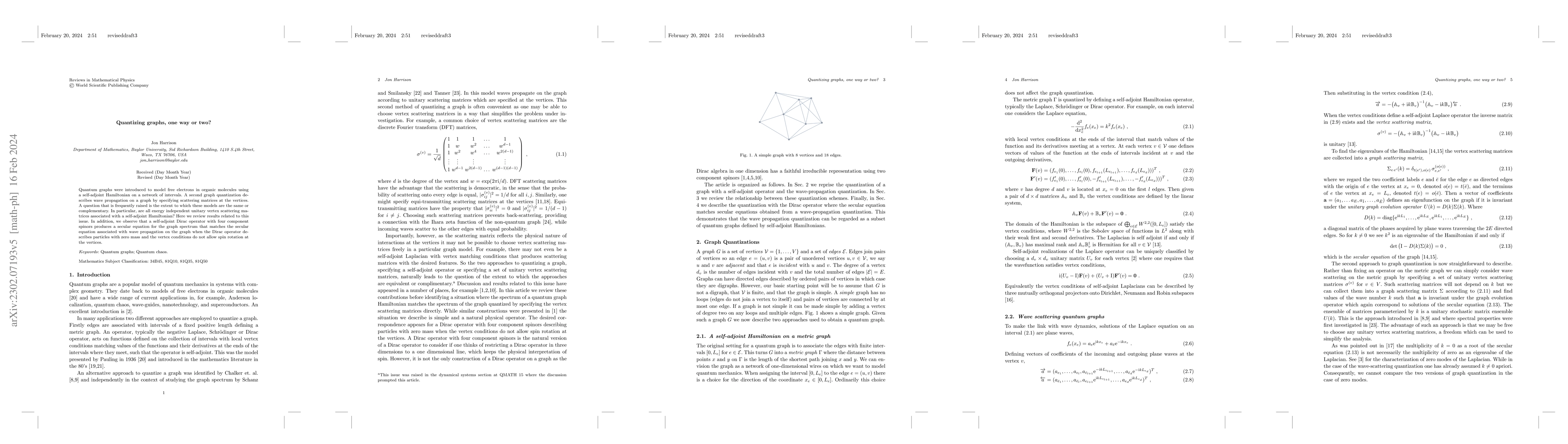 Thumbnail for Quantizing graphs, one way or two?