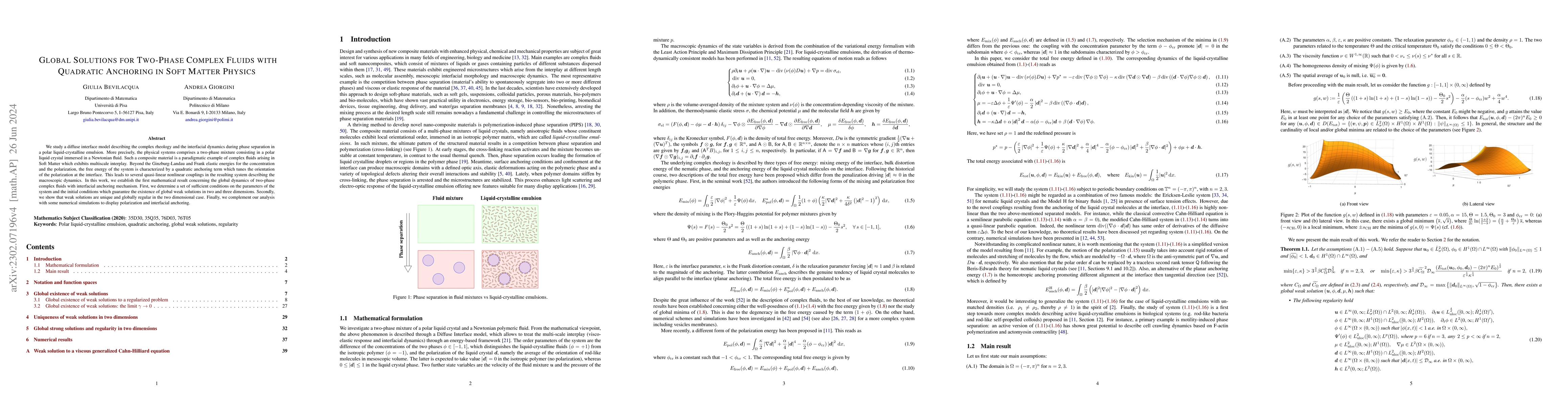 Thumbnail for Global Solutions for Two-Phase Complex Fluids with Quadratic Anchoring
  in Soft Matter Physics