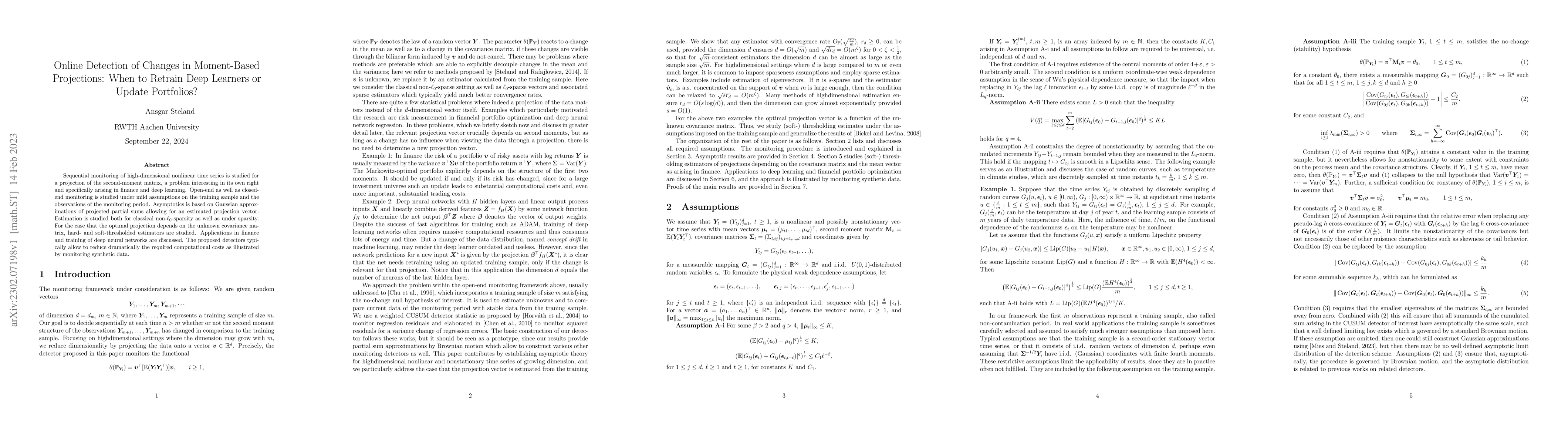 Thumbnail for Online Detection of Changes in Moment-Based Projections: When to Retrain
  Deep Learners or Update Portfolios?