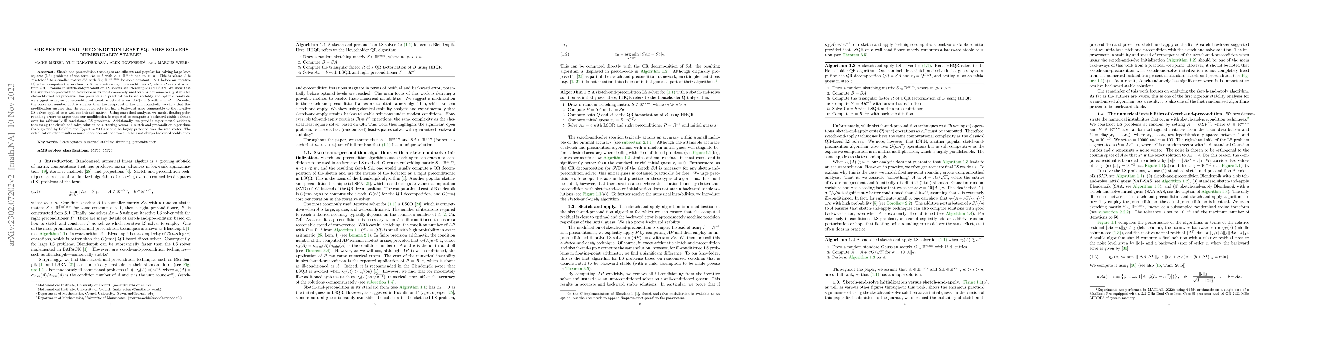 Thumbnail for Are sketch-and-precondition least squares solvers numerically stable?