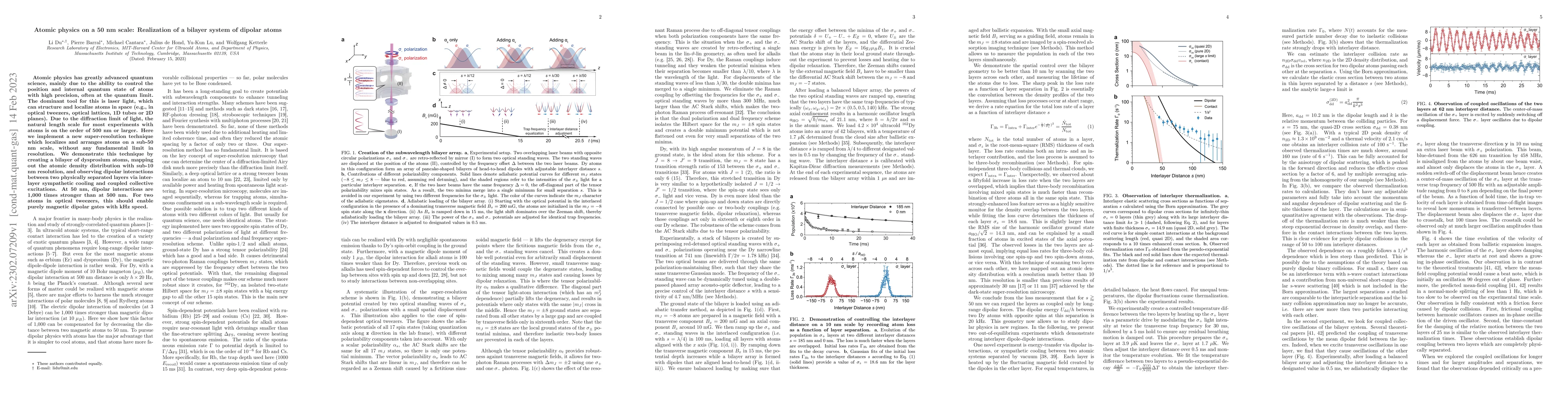 Thumbnail for Atomic physics on a 50 nm scale: Realization of a bilayer system of
  dipolar atoms