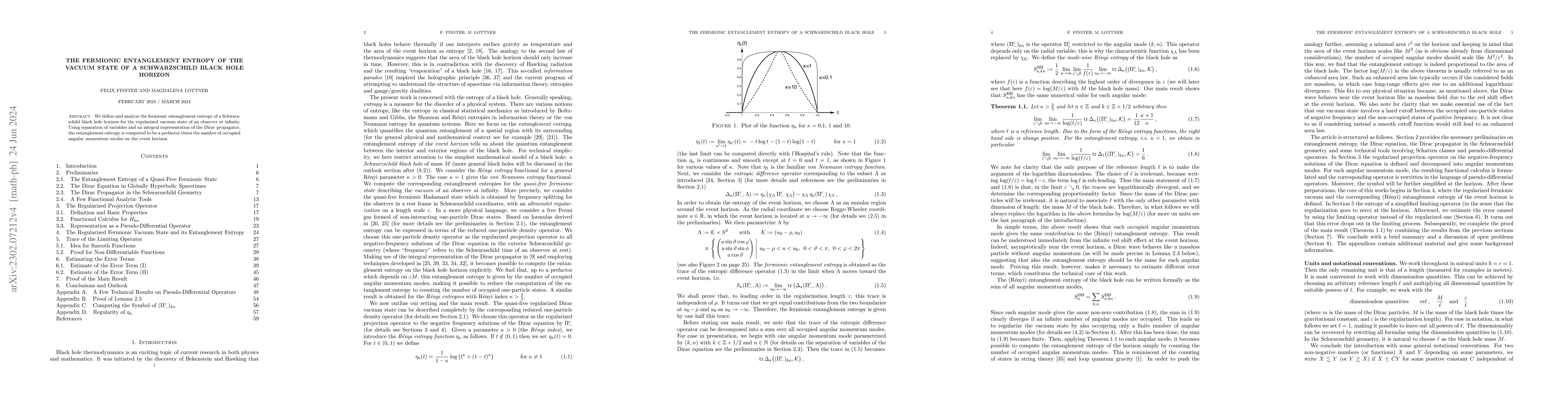 Thumbnail for The Fermionic Entanglement Entropy of the Vacuum State of a
  Schwarzschild Black Hole Horizon