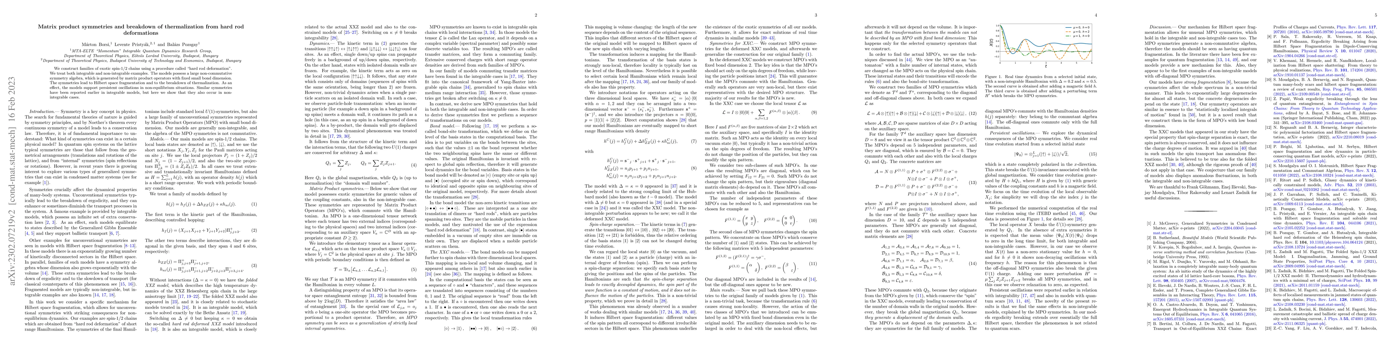 Thumbnail for Matrix product symmetries and breakdown of thermalization from hard rod
  deformations