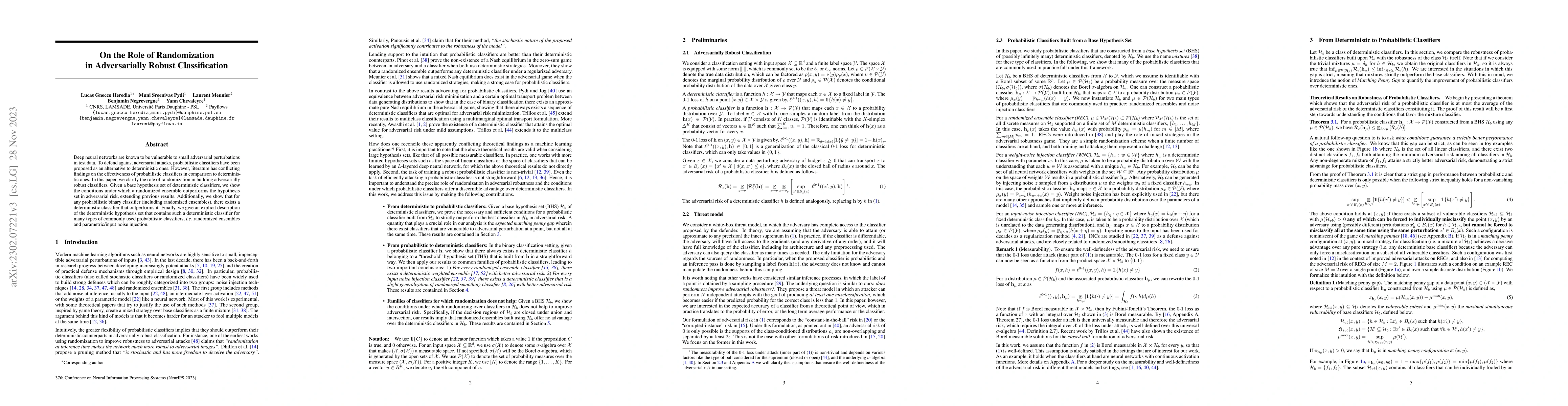 Thumbnail for On the Role of Randomization in Adversarially Robust Classification