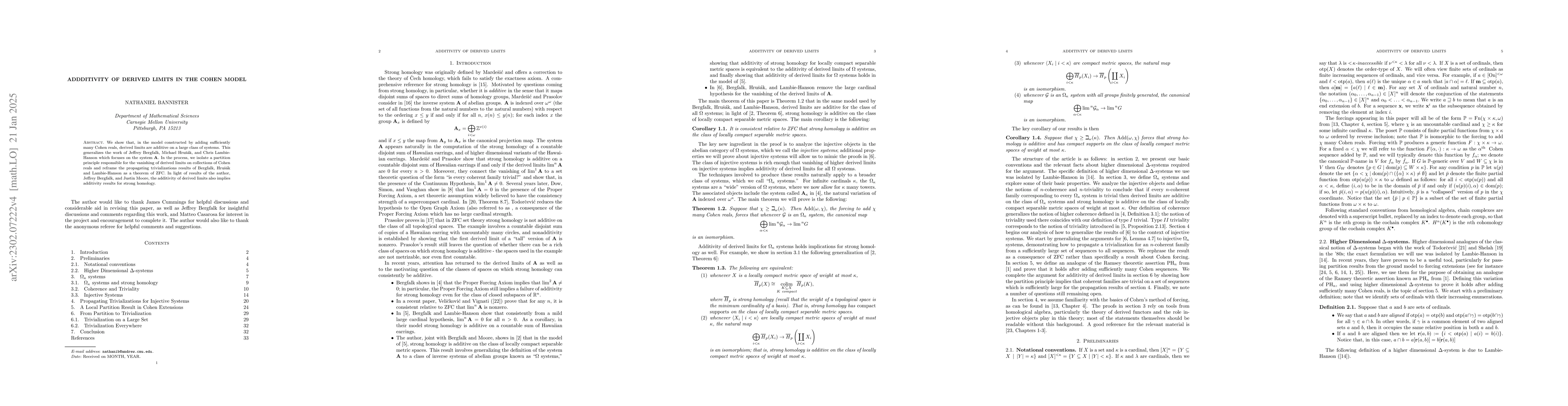Thumbnail for Additivity of derived limits in the Cohen model