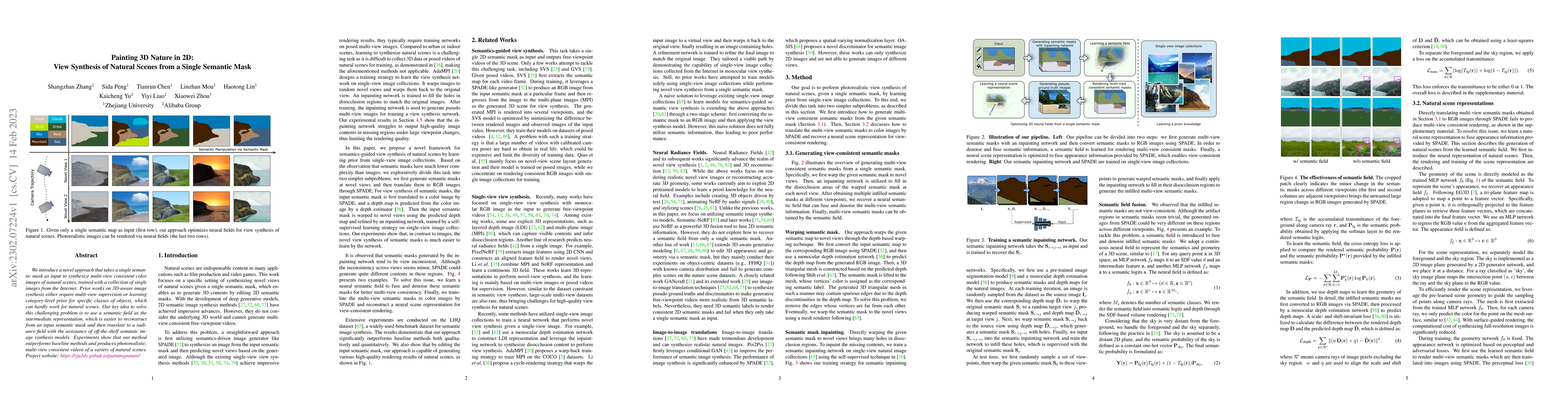 Thumbnail for Painting 3D Nature in 2D: View Synthesis of Natural Scenes from a Single
  Semantic Mask