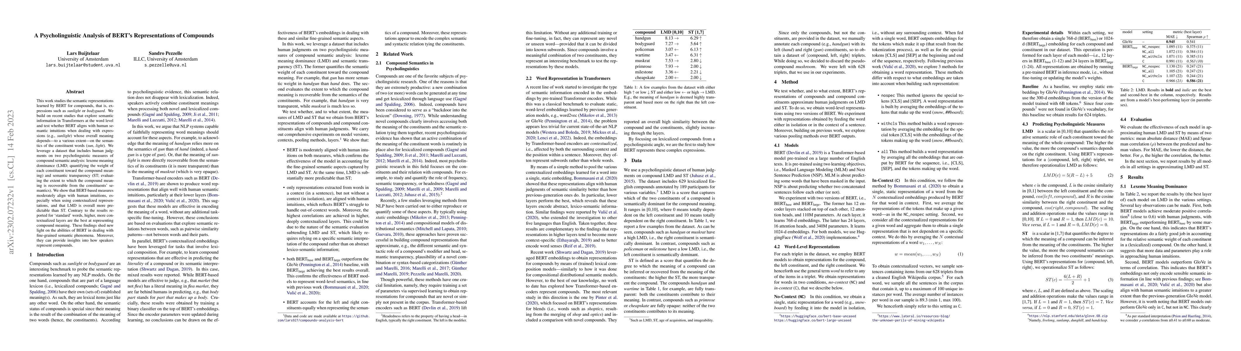Thumbnail for A Psycholinguistic Analysis of BERT's Representations of Compounds
