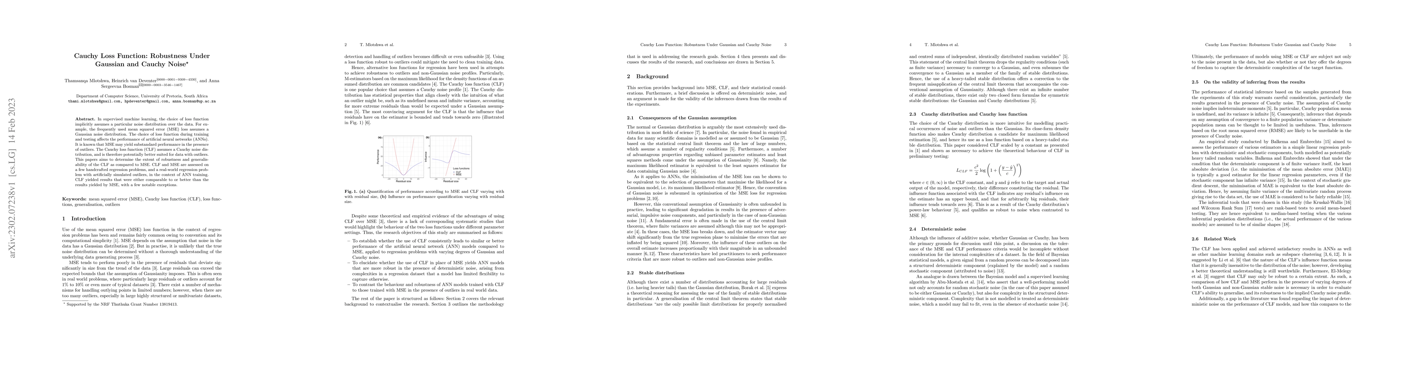 Thumbnail for Cauchy Loss Function: Robustness Under Gaussian and Cauchy Noise