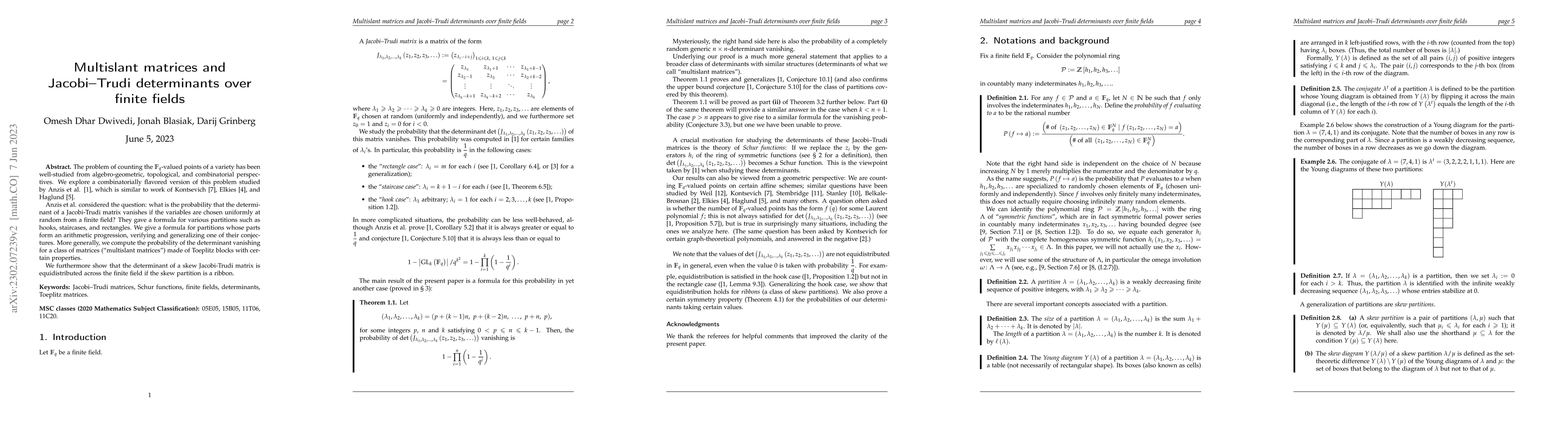 Thumbnail for Multislant matrices and Jacobi--Trudi determinants over finite fields