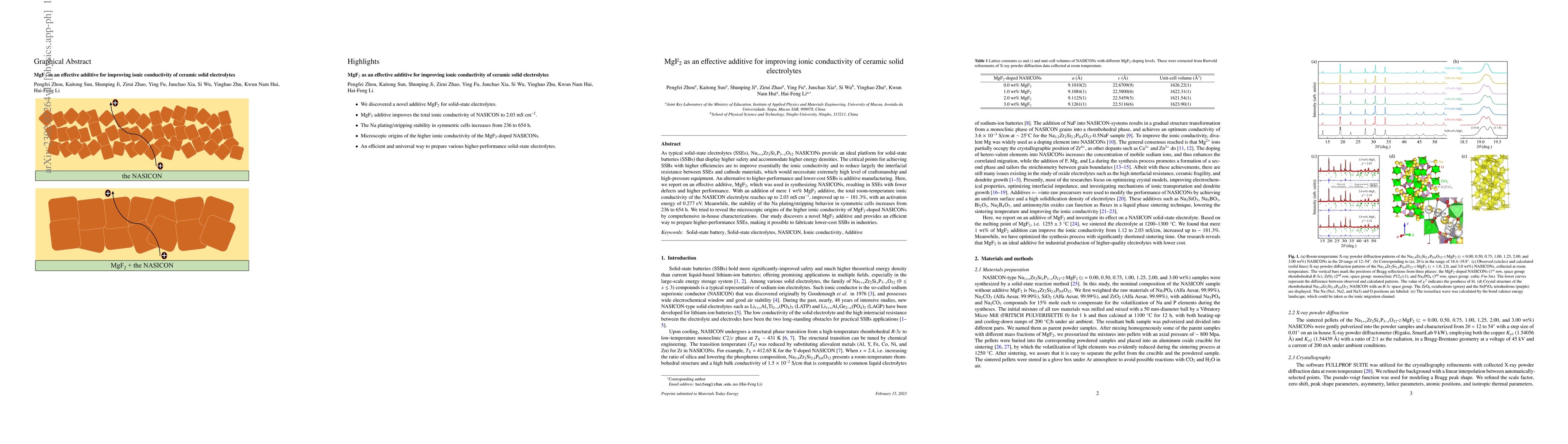 Thumbnail for MgF$_2$ as an effective additive for improving ionic conductivity of
  ceramic solid electrolytes