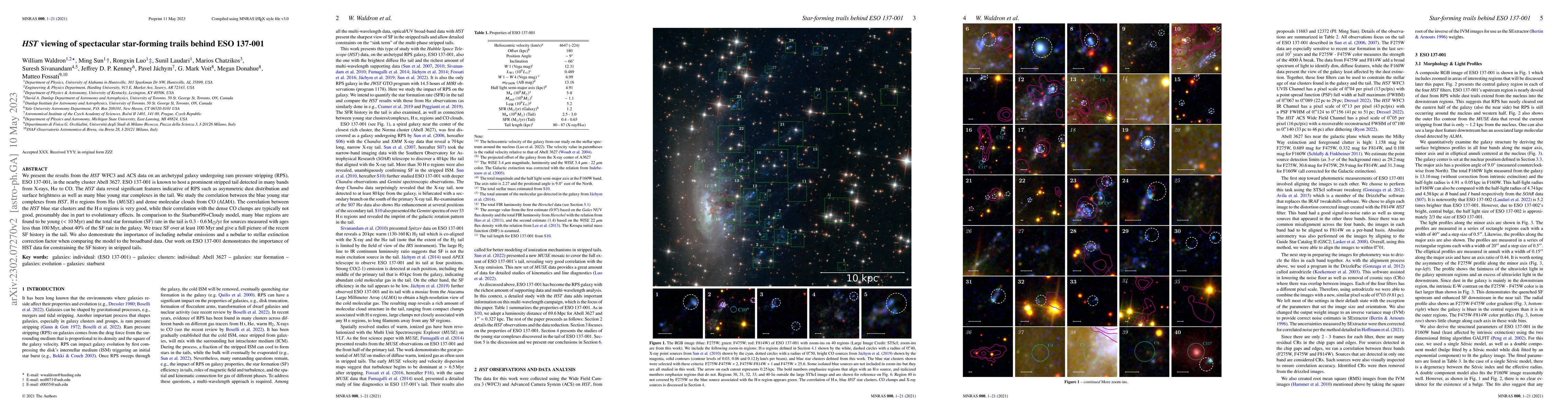 Thumbnail for HST viewing of spectacular star-forming trails behind ESO 137-001