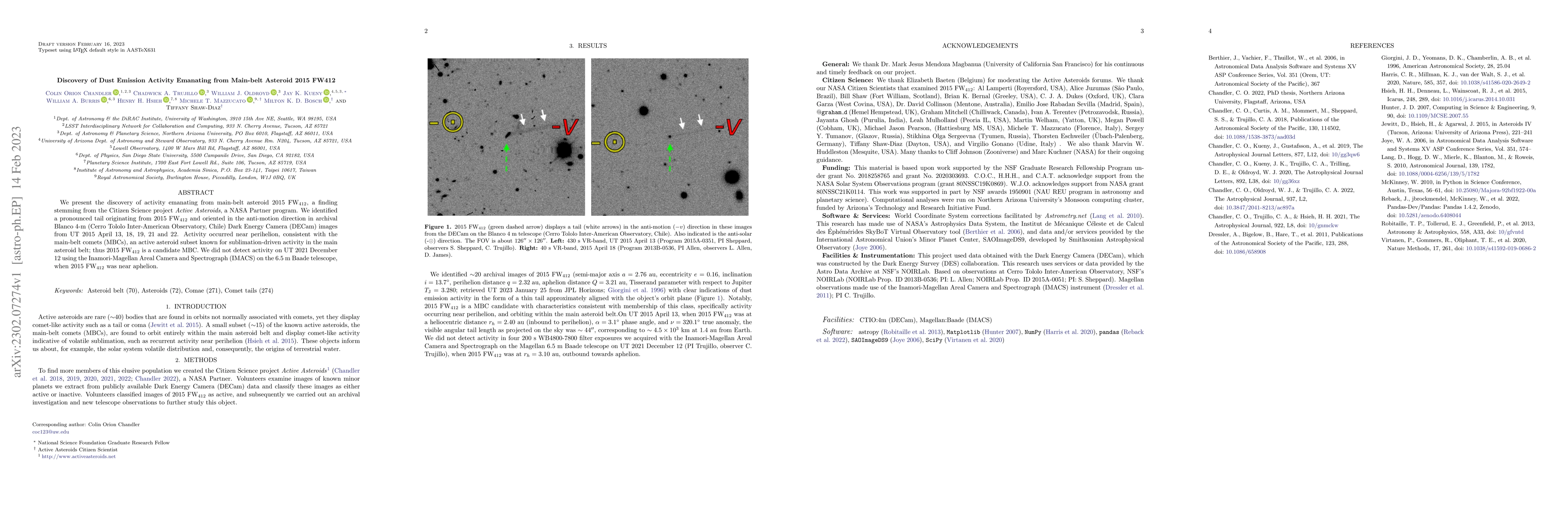 Thumbnail for Discovery of Dust Emission Activity Emanating from Main-belt Asteroid
  2015 FW412