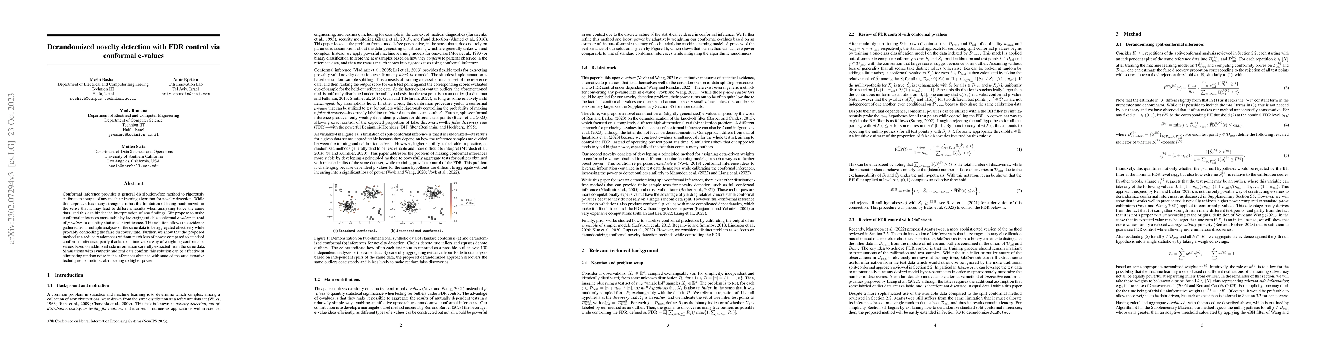 Thumbnail for Derandomized Novelty Detection with FDR Control via Conformal E-values