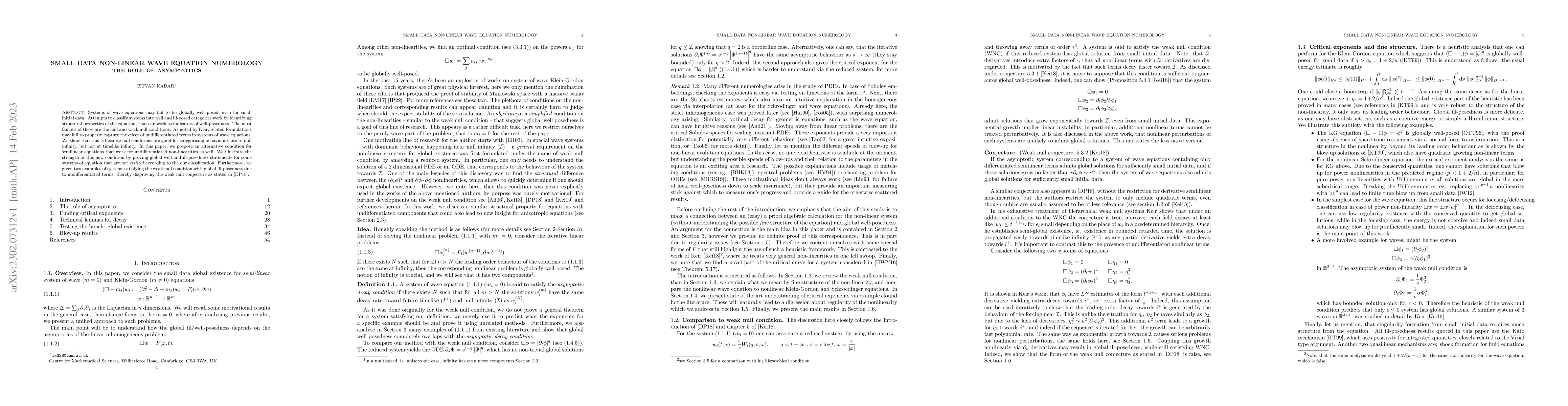 Thumbnail for Small data nonlinear wave equation numerology: The role of asymptotics
