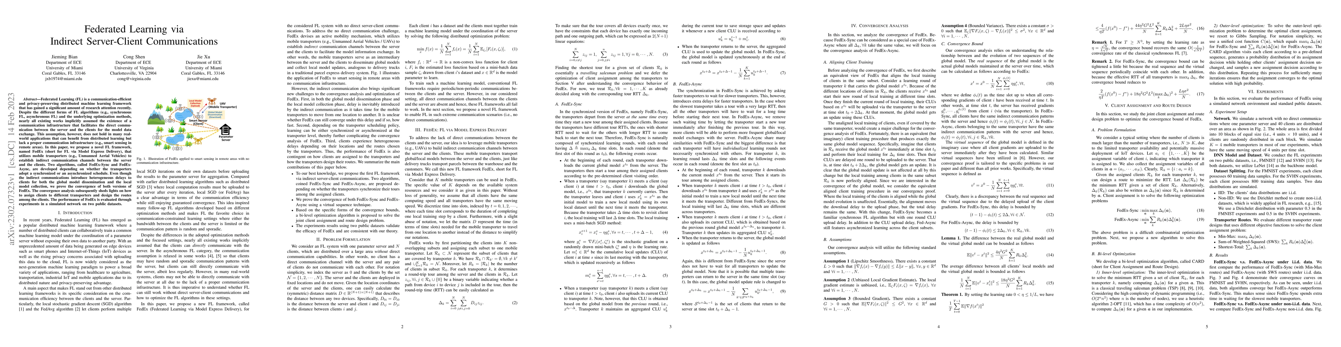 Thumbnail for Federated Learning via Indirect Server-Client Communications