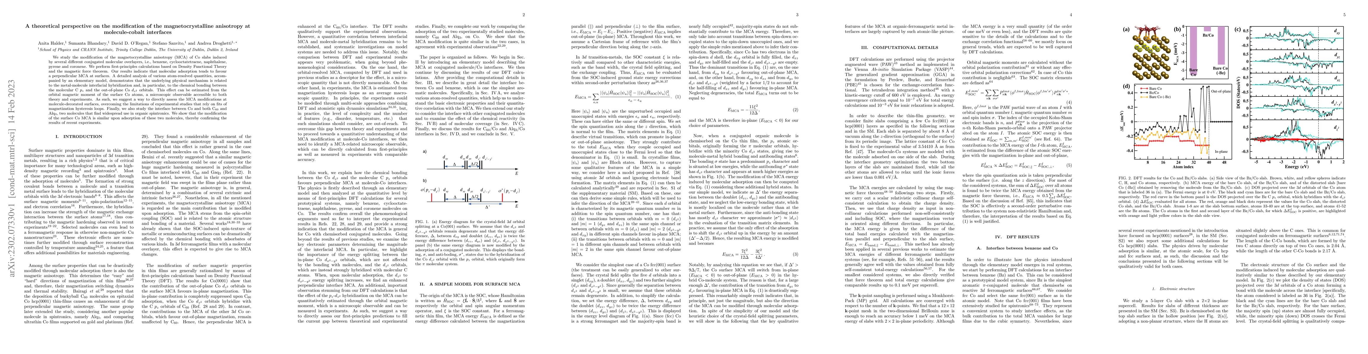 Thumbnail for A theoretical perspective on the modification of the magnetocrystalline
  anisotropy at molecule-cobalt interfaces