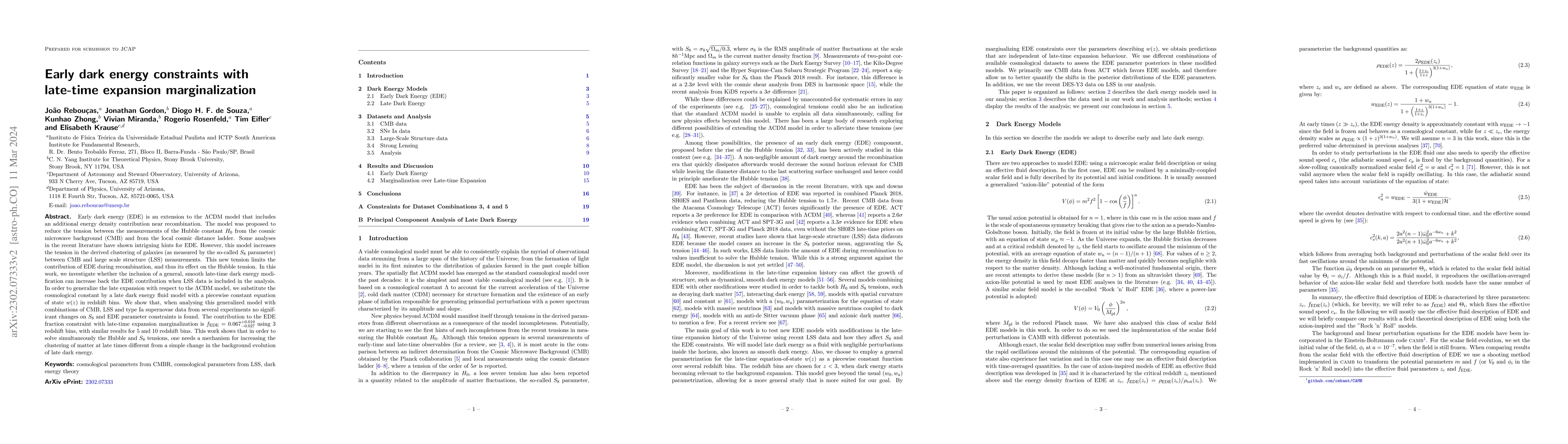 Thumbnail for Early dark energy constraints with late-time expansion marginalization
