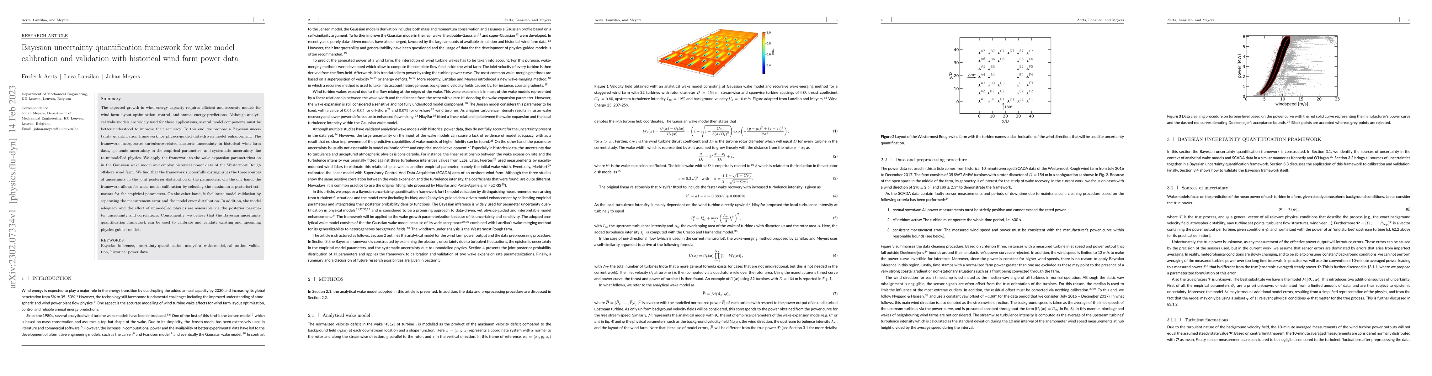 Thumbnail for Bayesian uncertainty quantification framework for wake model calibration
  and validation with historical wind farm power data