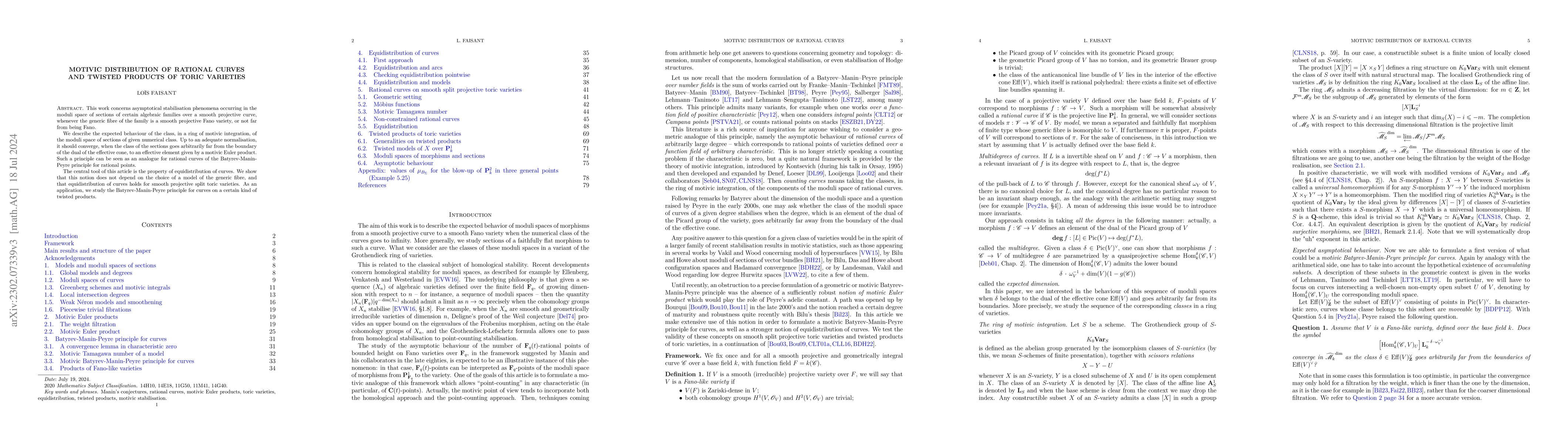 Thumbnail for Motivic distribution of rational curves and twisted products of toric
  varieties