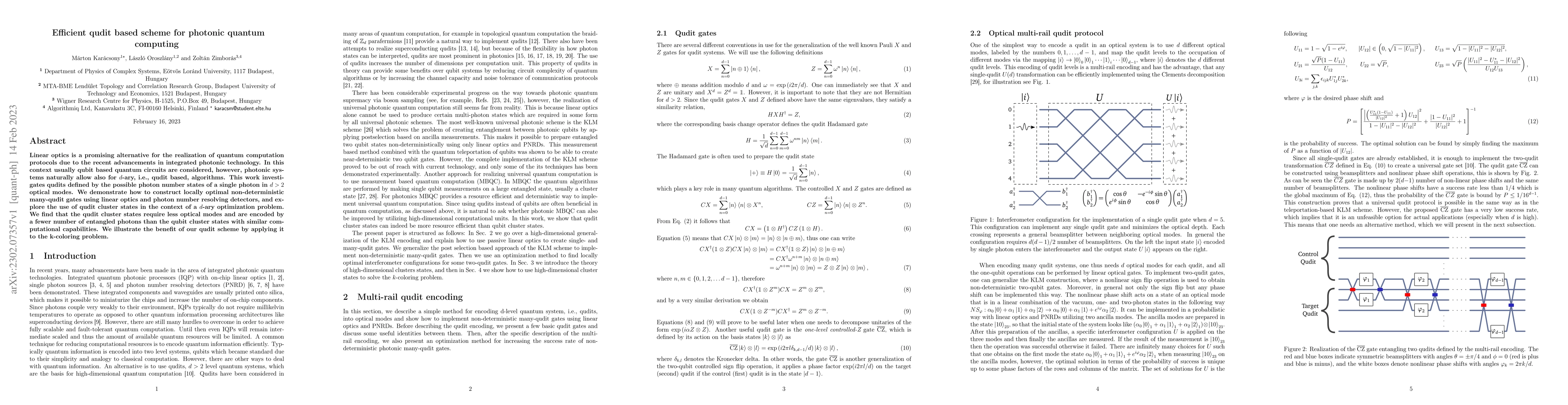 Thumbnail for Efficient qudit based scheme for photonic quantum computing