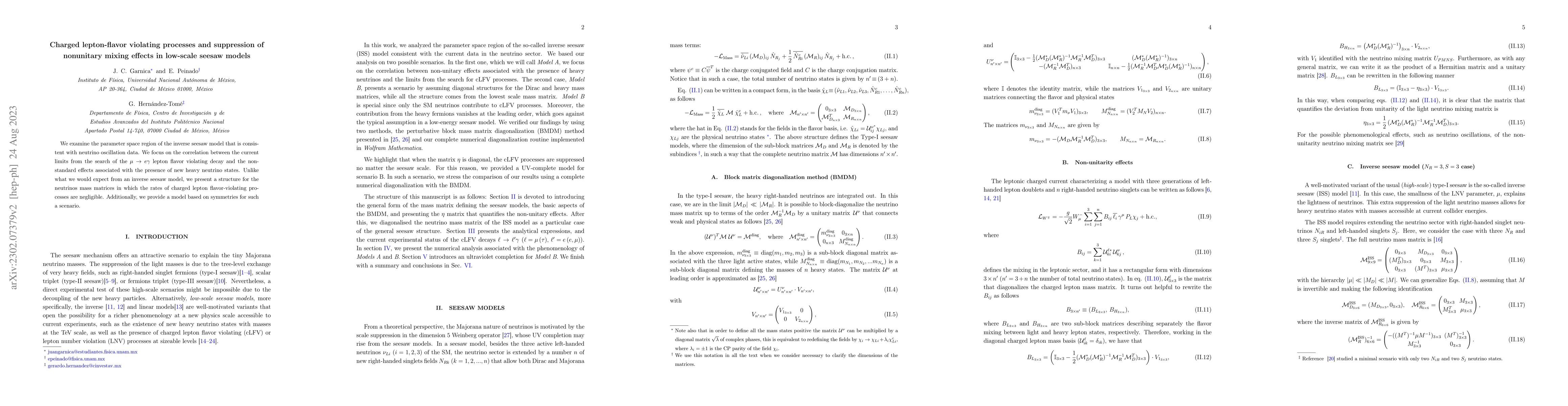 Thumbnail for Charged lepton-flavor violating processes and suppression of nonunitary
  mixing effects in low-scale seesaw models