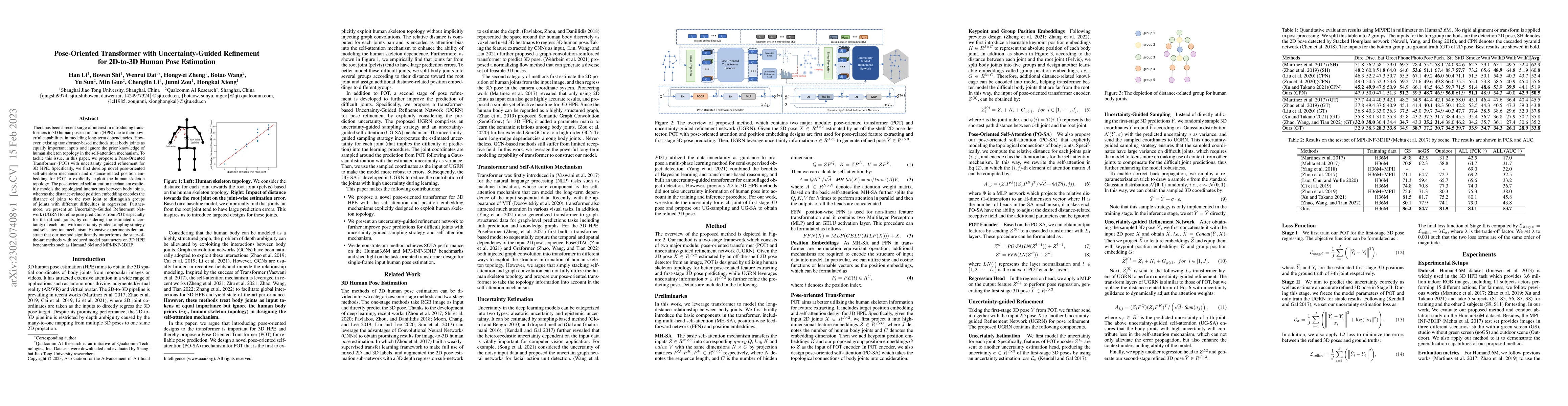 Thumbnail for Pose-Oriented Transformer with Uncertainty-Guided Refinement for
  2D-to-3D Human Pose Estimation