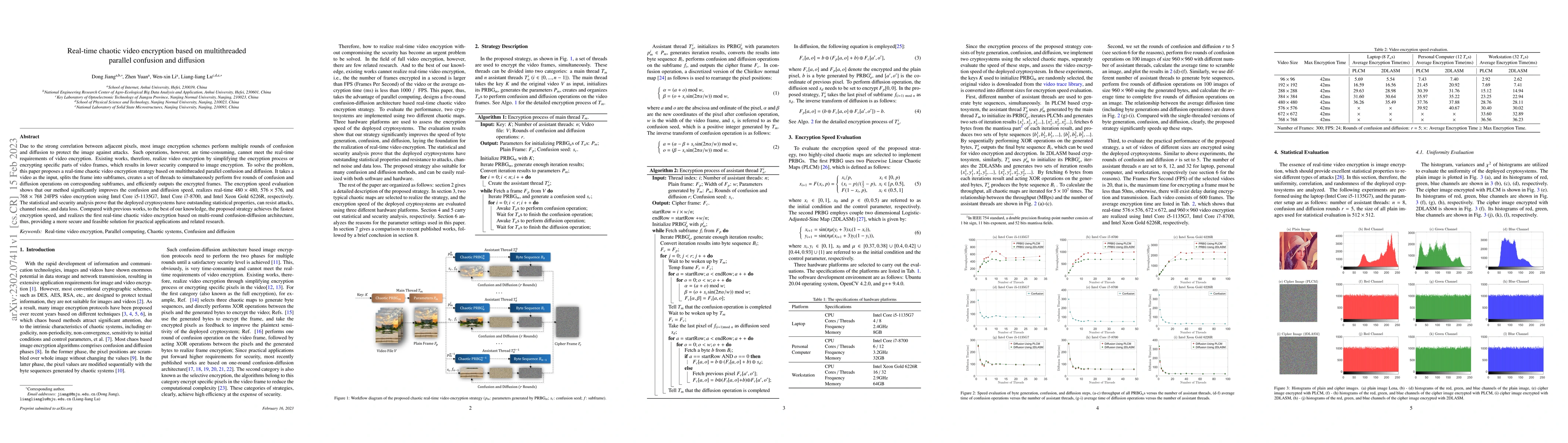 Thumbnail for Real-time chaotic video encryption based on multithreaded parallel
  confusion and diffusion