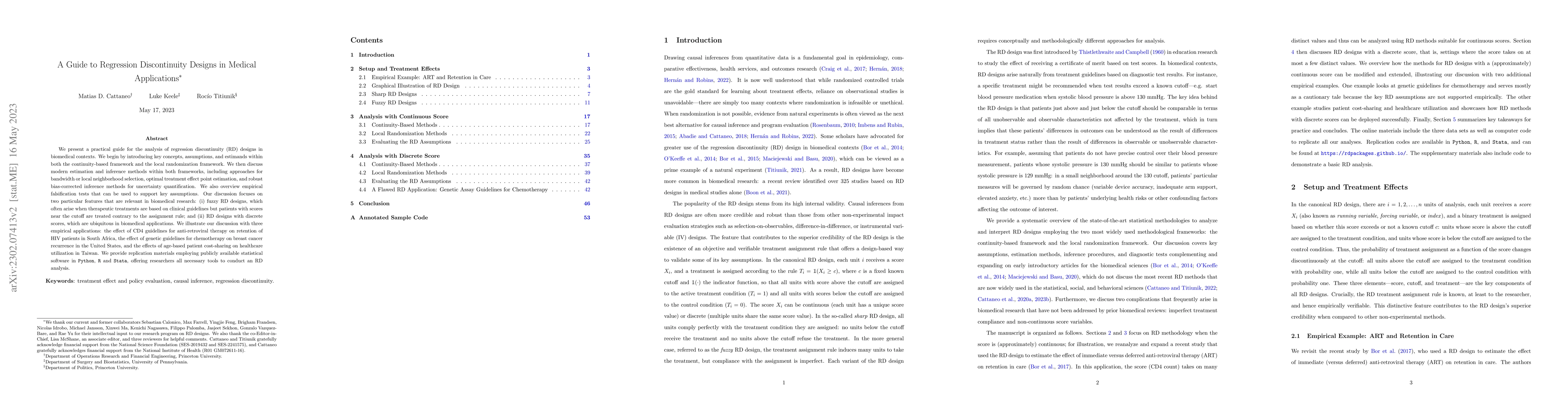 Thumbnail for A Guide to Regression Discontinuity Designs in Medical Applications